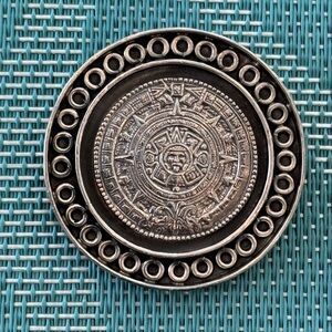 Vintage silver 925 brooch Mayan design from Mexico stamped